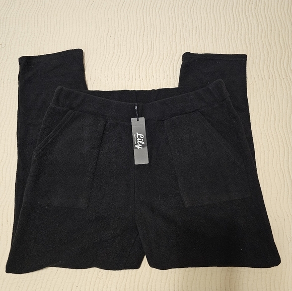 NWT Black Fleece Pants with Pockets Cozy Warm by Lily - Picture 7 of 7